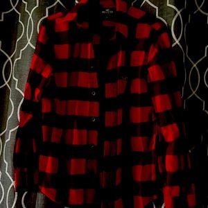 Mens XS Hollister red and black flannel